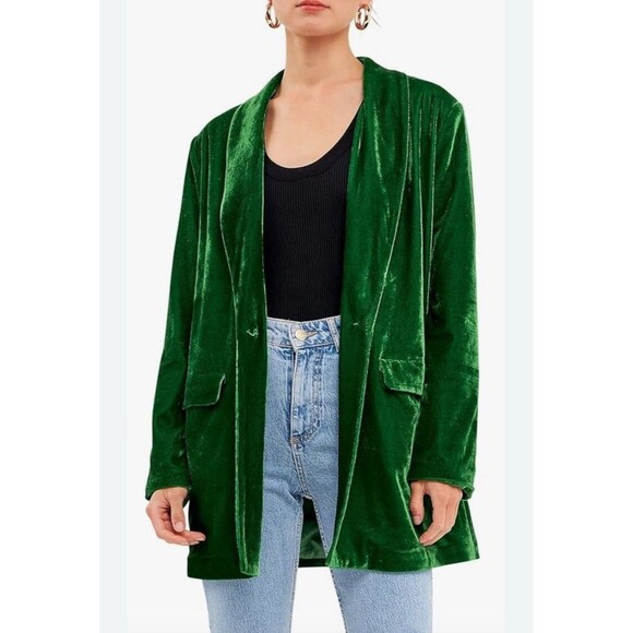 Endless Rose Velvet Blazer Green City Holiday Winter Date Night 90’s-L - Picture 1 of 13